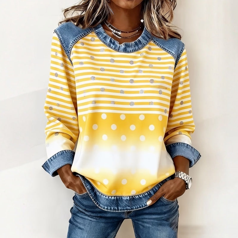 Casual Polka Dot Striped Sweatshirt