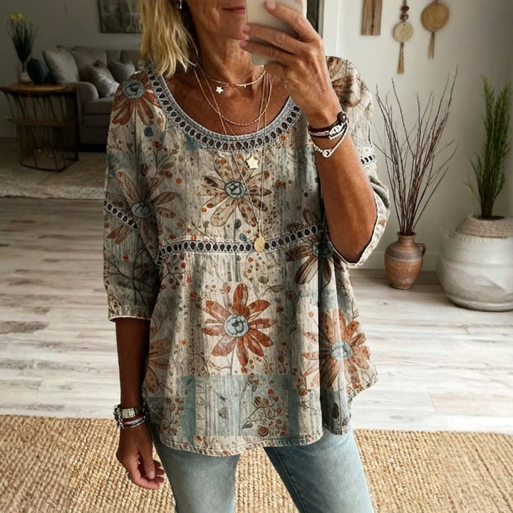 Vintage Floral Print Blouse