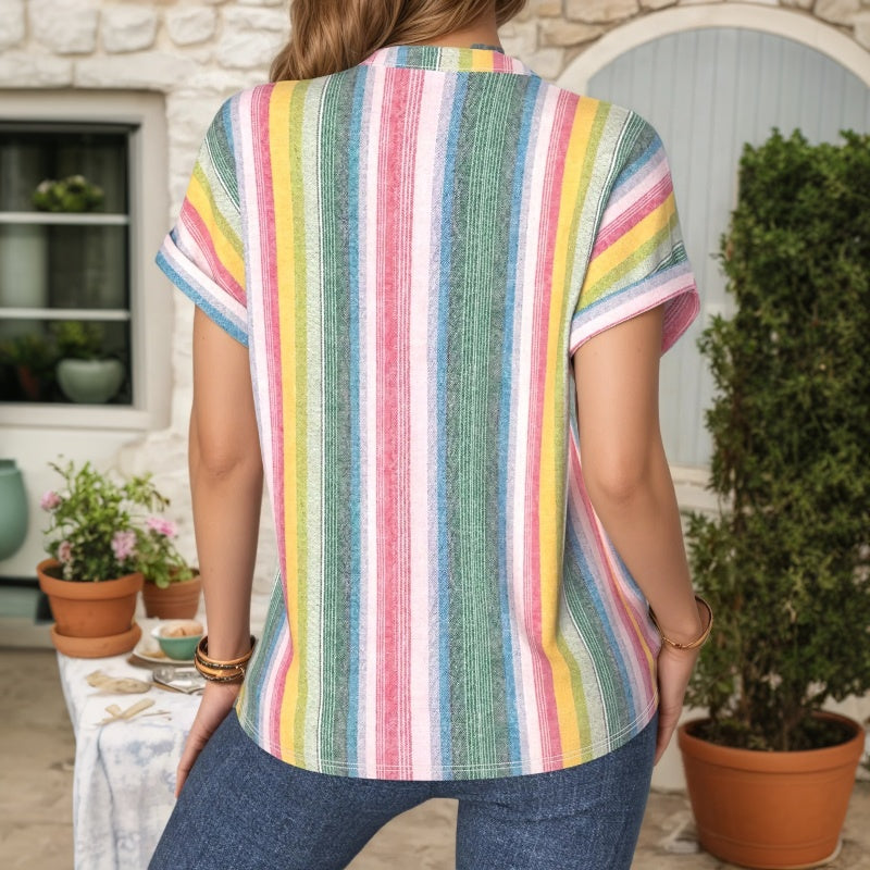 Vintage Colourful Striped Blouse