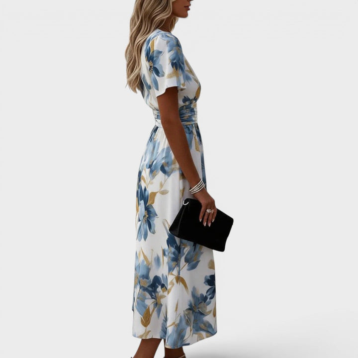 Denise | Robe Midi À Enveloppe Florale