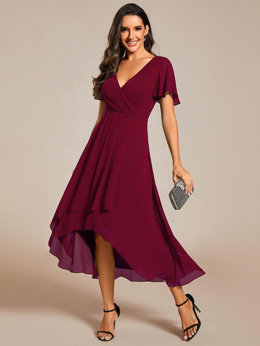 ever LARK|Ruffles Sleeve Pleated V-Neck A-Line Midi Dress