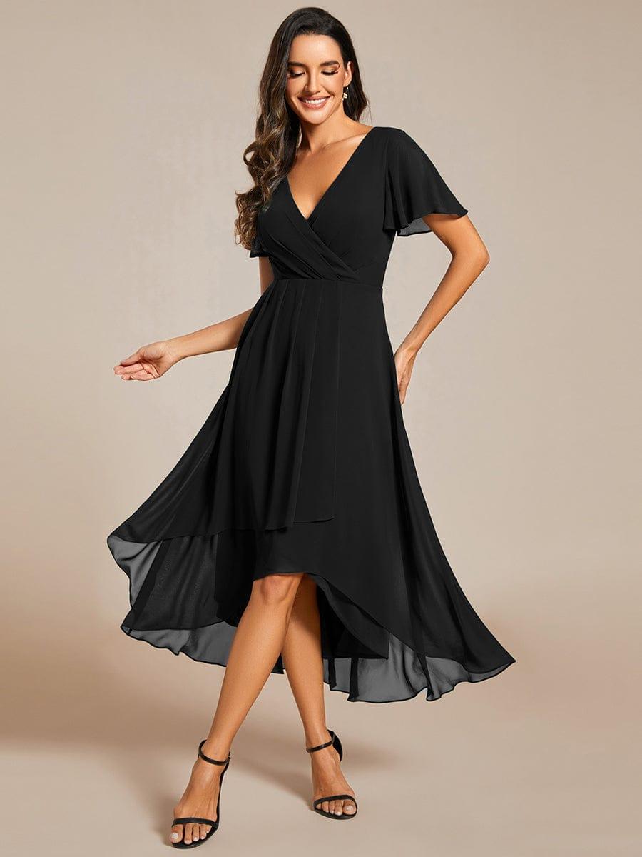 ever LARK|Ruffles Sleeve Pleated V-Neck A-Line Midi Dress