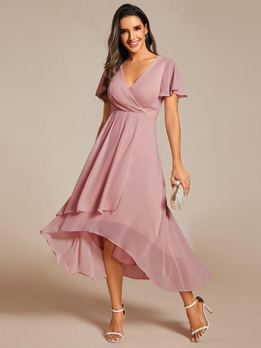 ever LARK|Ruffles Sleeve Pleated V-Neck A-Line Midi Dress
