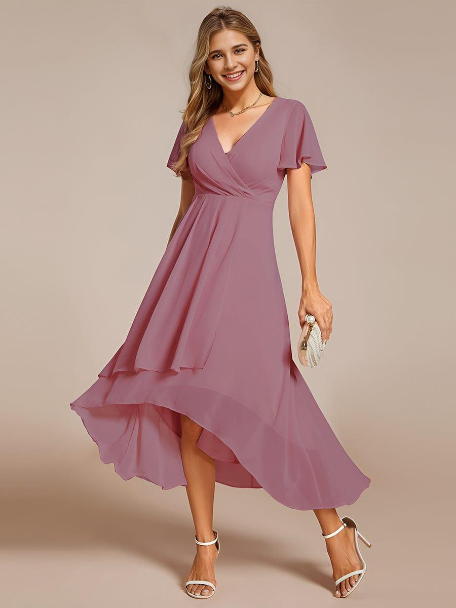 ever LARK|Ruffles Sleeve Pleated V-Neck A-Line Midi Dress