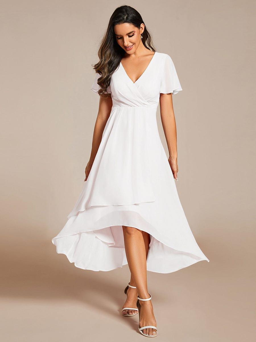 ever LARK|Ruffles Sleeve Pleated V-Neck A-Line Midi Dress