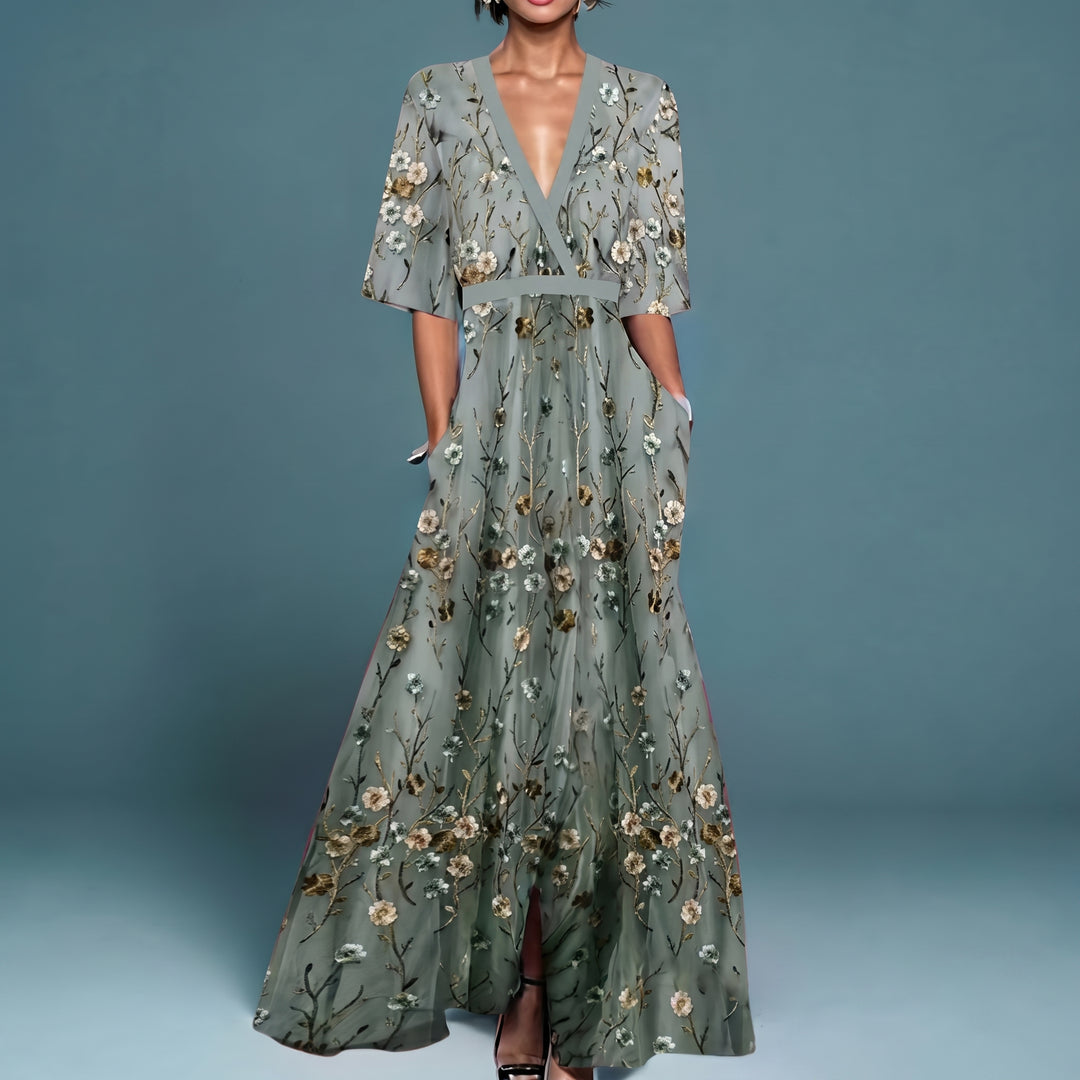 Michelle™ - Elegant Floral Wrap Dress