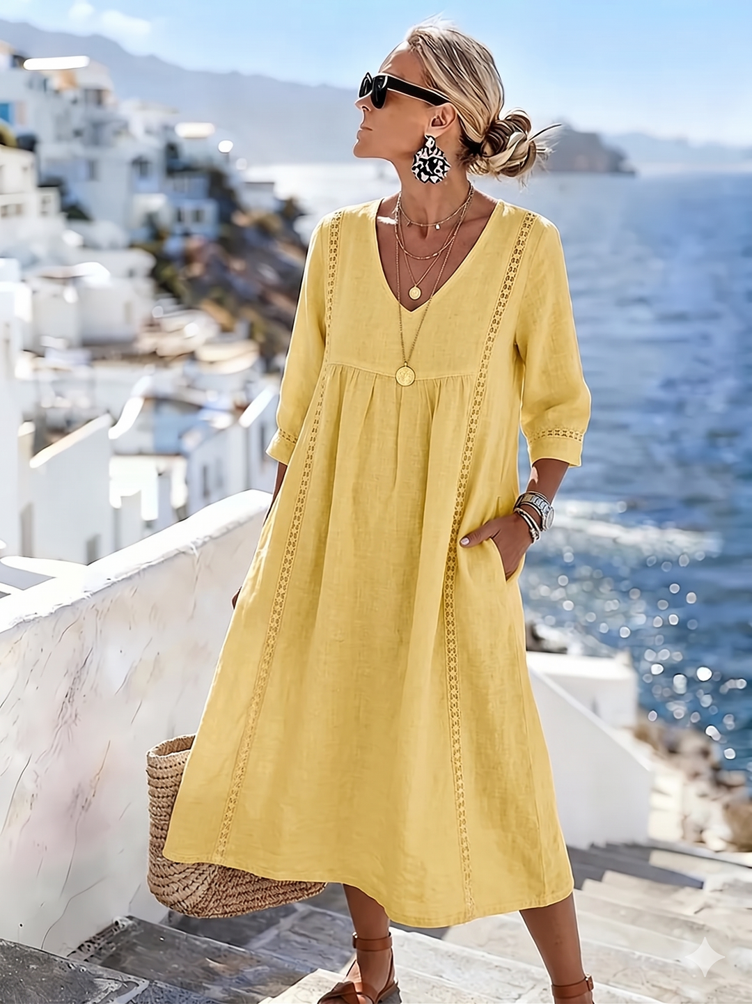 Helena - Robe en dentelle patchwork décontractée et ample