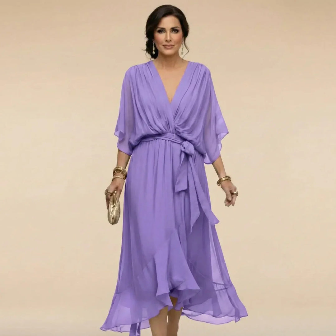 MARTA™ | CHIFFON DRESS WITH V-NECK