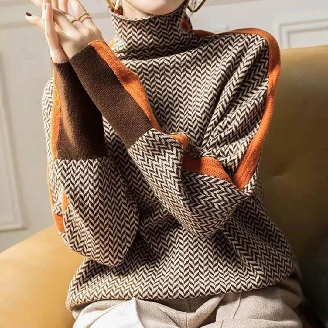 Leni - Pull Roulé Chic En Chevrons