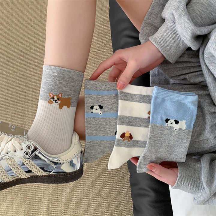 Casual Puppy Print Socks