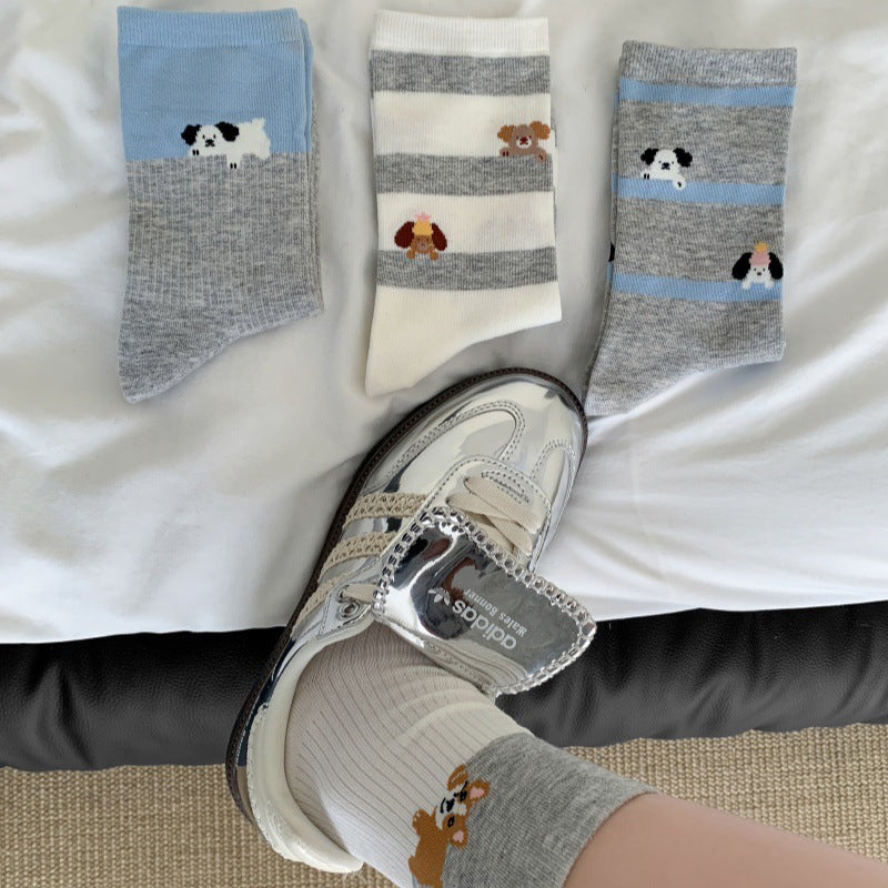 Casual Puppy Print Socks