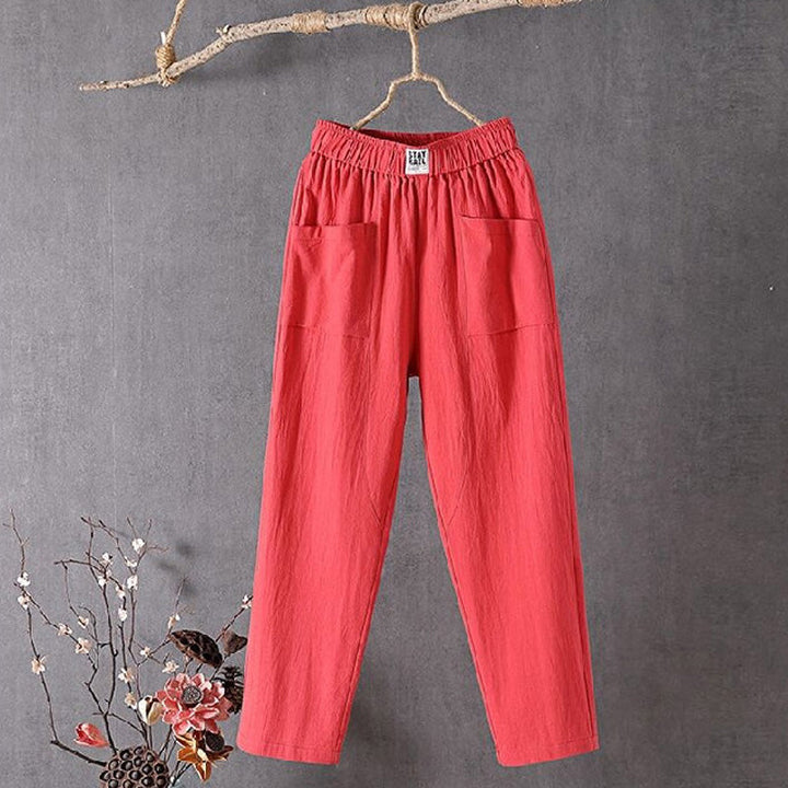 【Cotton And Linen】Solid Color Casual Trousers