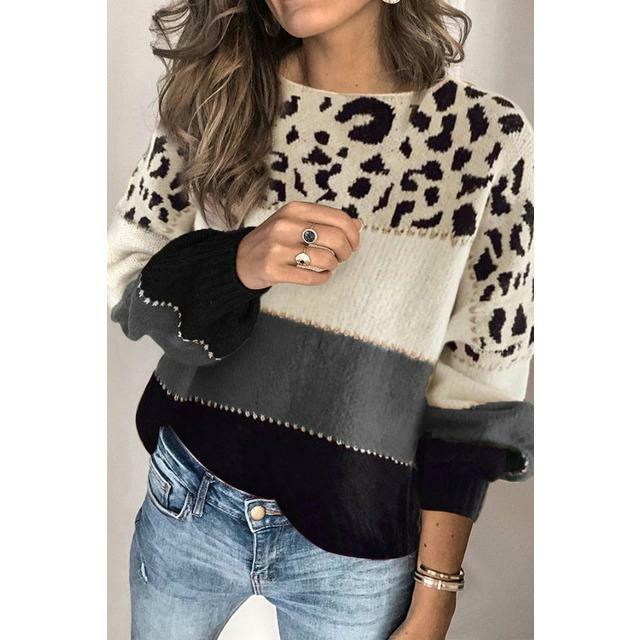 Leopard Print Patchwork Sweater