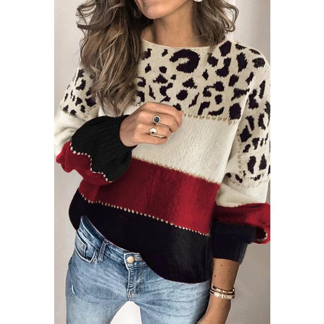 Leopard Print Patchwork Sweater