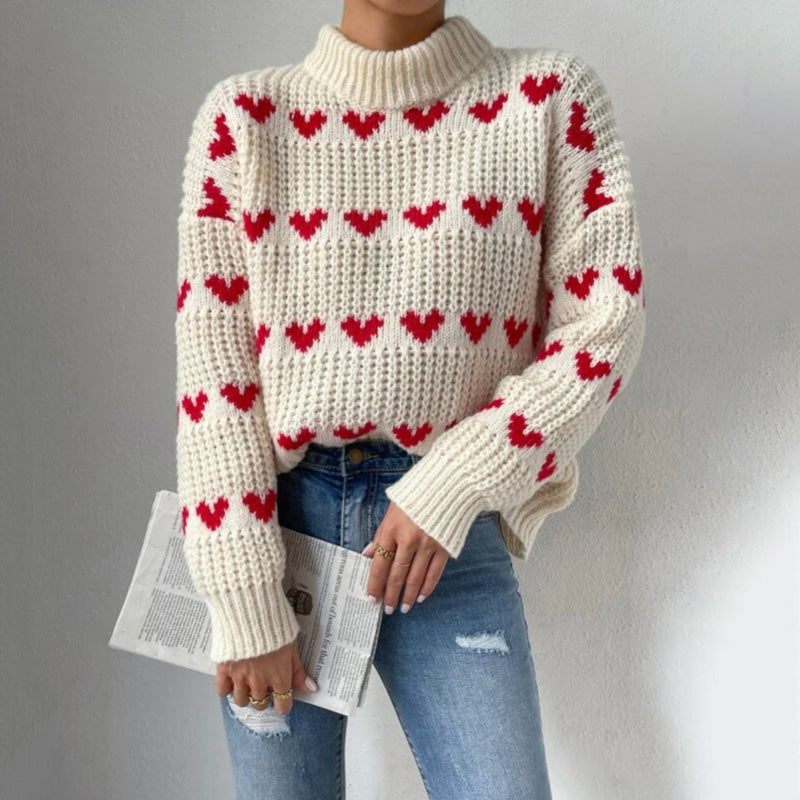 Casual Heart Knit Sweater