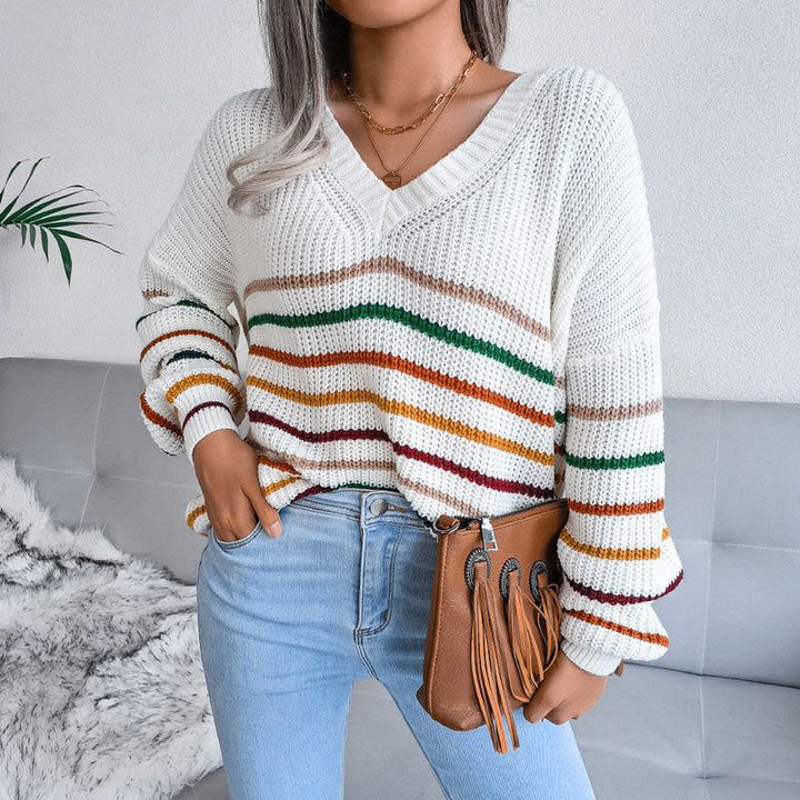 Casual Striped Knit Sweater