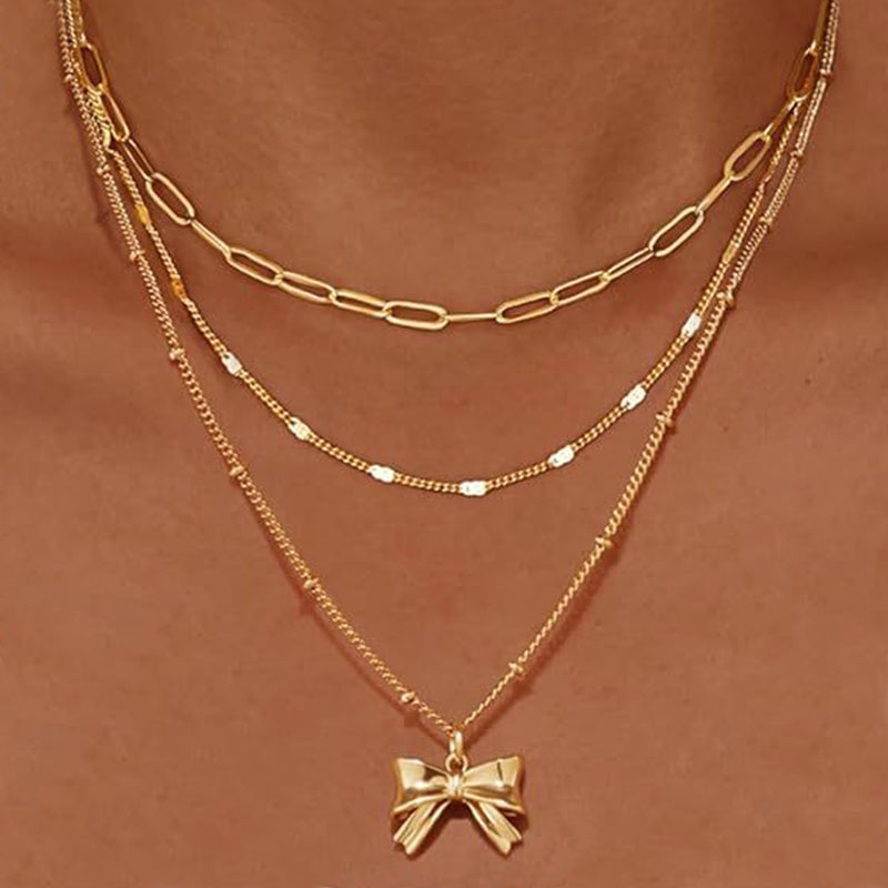 Vintage Bow Pendant Necklace