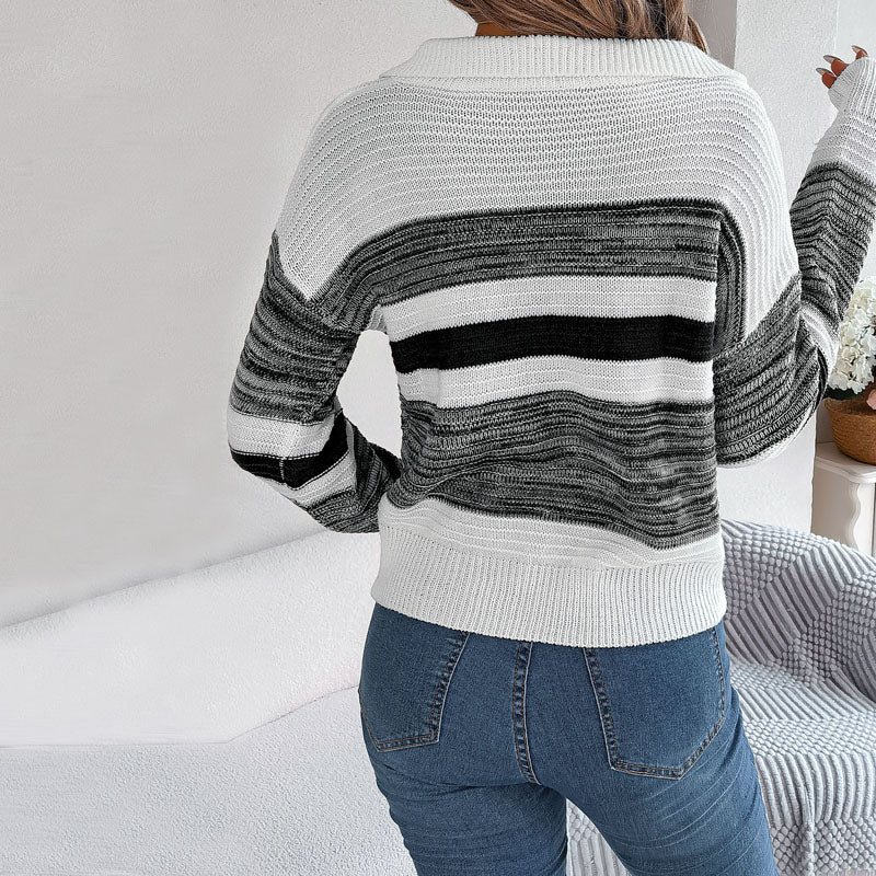 Casual Striped Knit Sweater