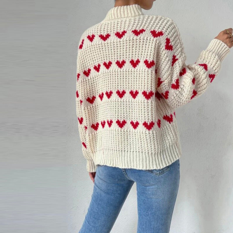Casual Heart Knit Sweater