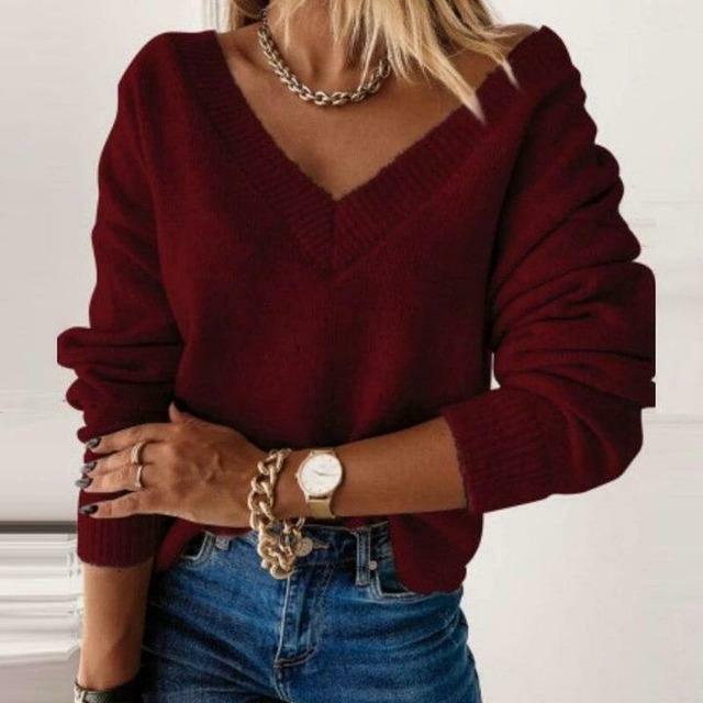 Casual Solid Knitted Sweater