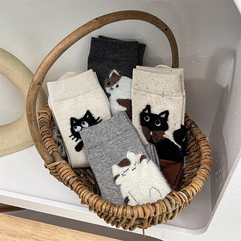 Casual Cat Print Socks