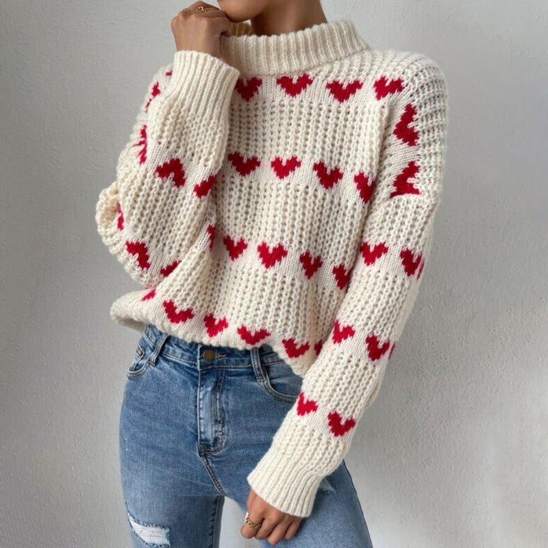 Casual Heart Knit Sweater