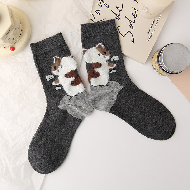 Casual Cat Print Socks