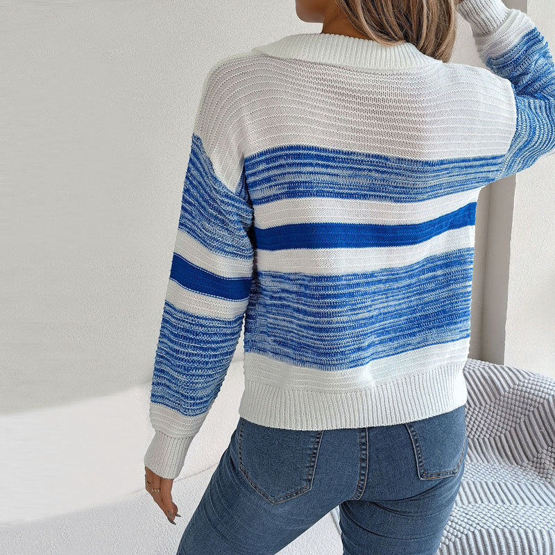 Casual Striped Knit Sweater