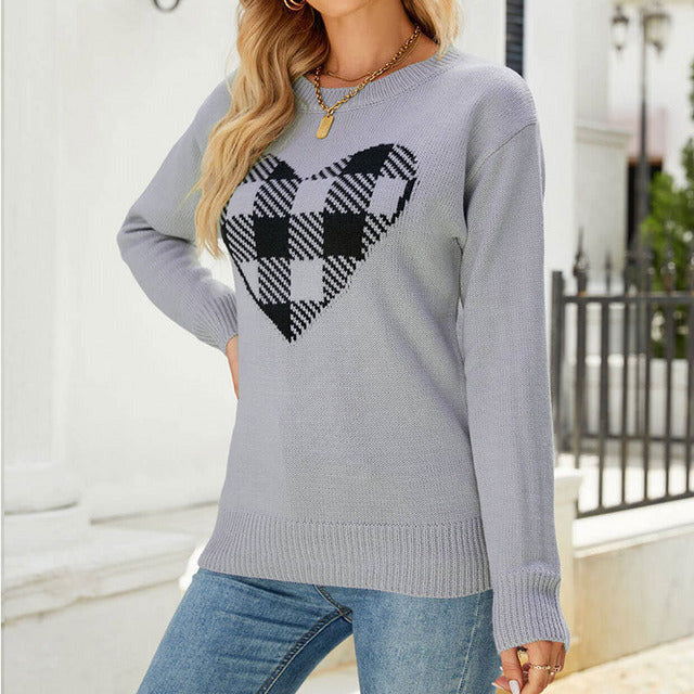 Casual Heart Knit Sweater