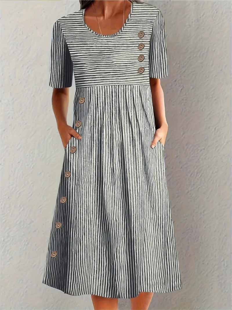Marina - Robe Midi Rayée Élégante