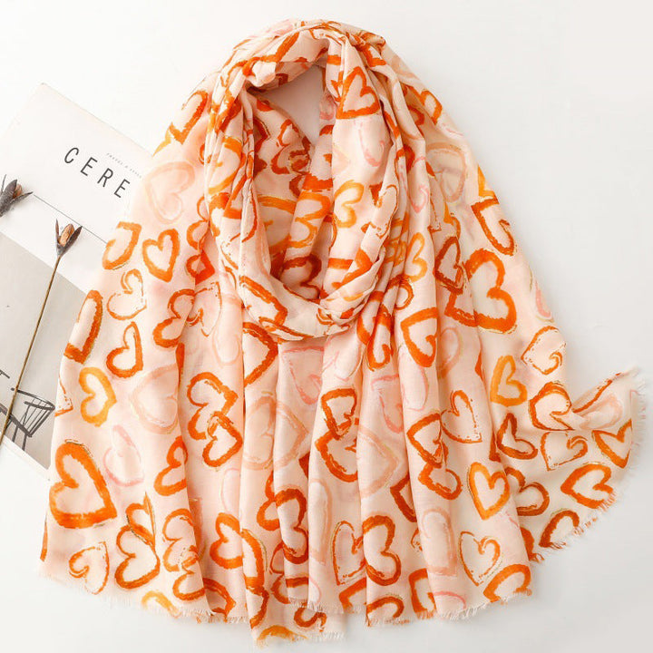 Casual Heart Print Scarf
