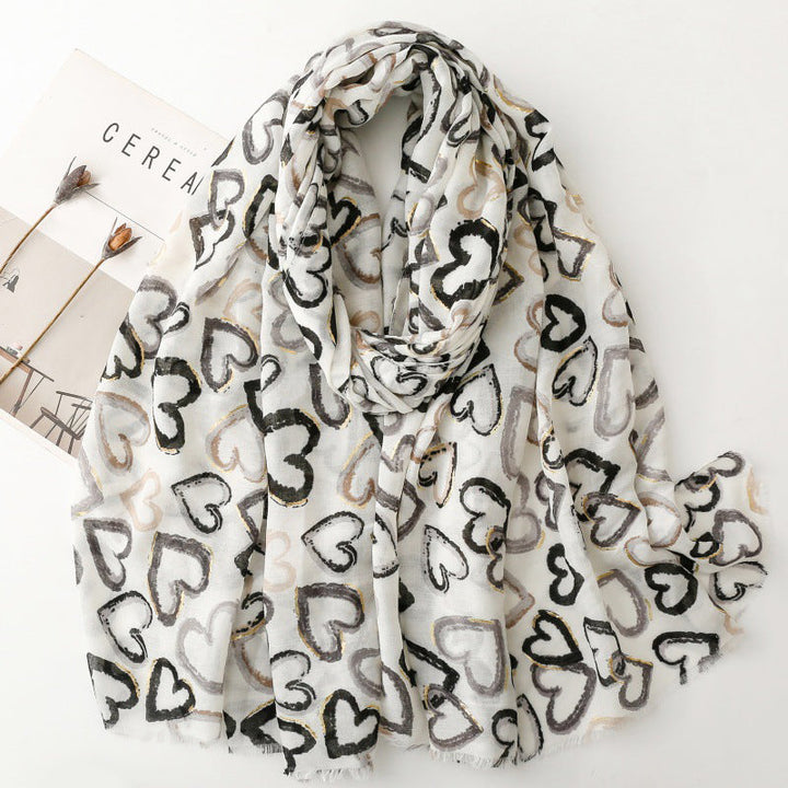 Casual Heart Print Scarf