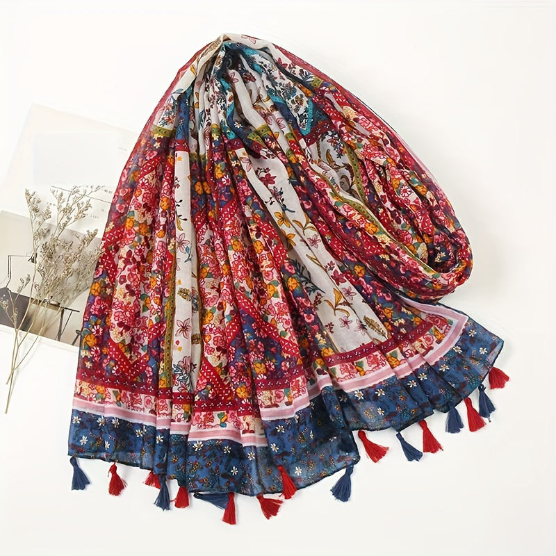 Vintage Floral Print Scarf