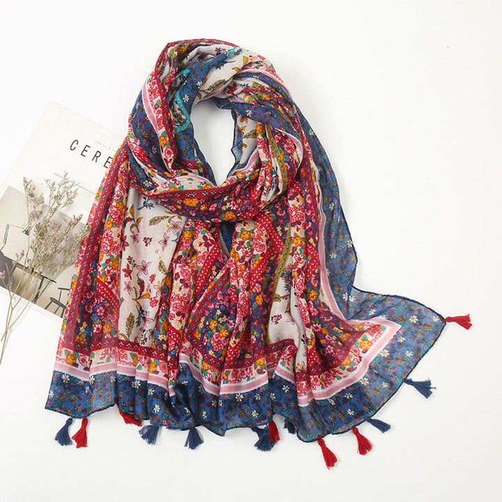 Vintage Floral Print Scarf