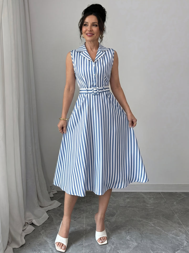 Denise™ | Robe Sans Manches à Rayures Nautiques