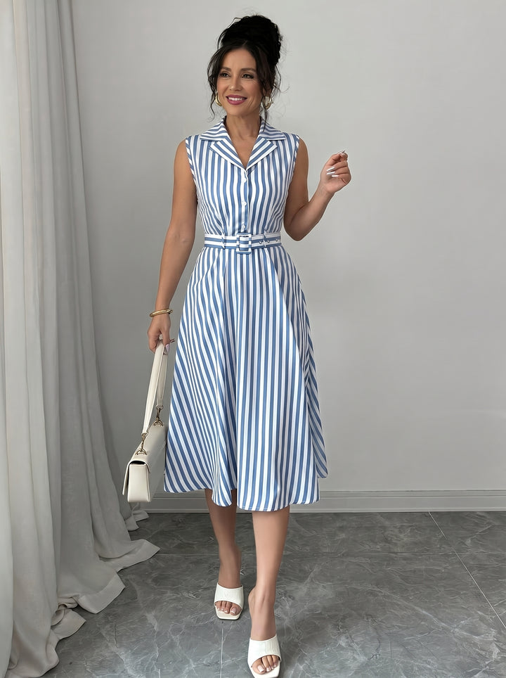 Denise™ | Robe Sans Manches à Rayures Nautiques