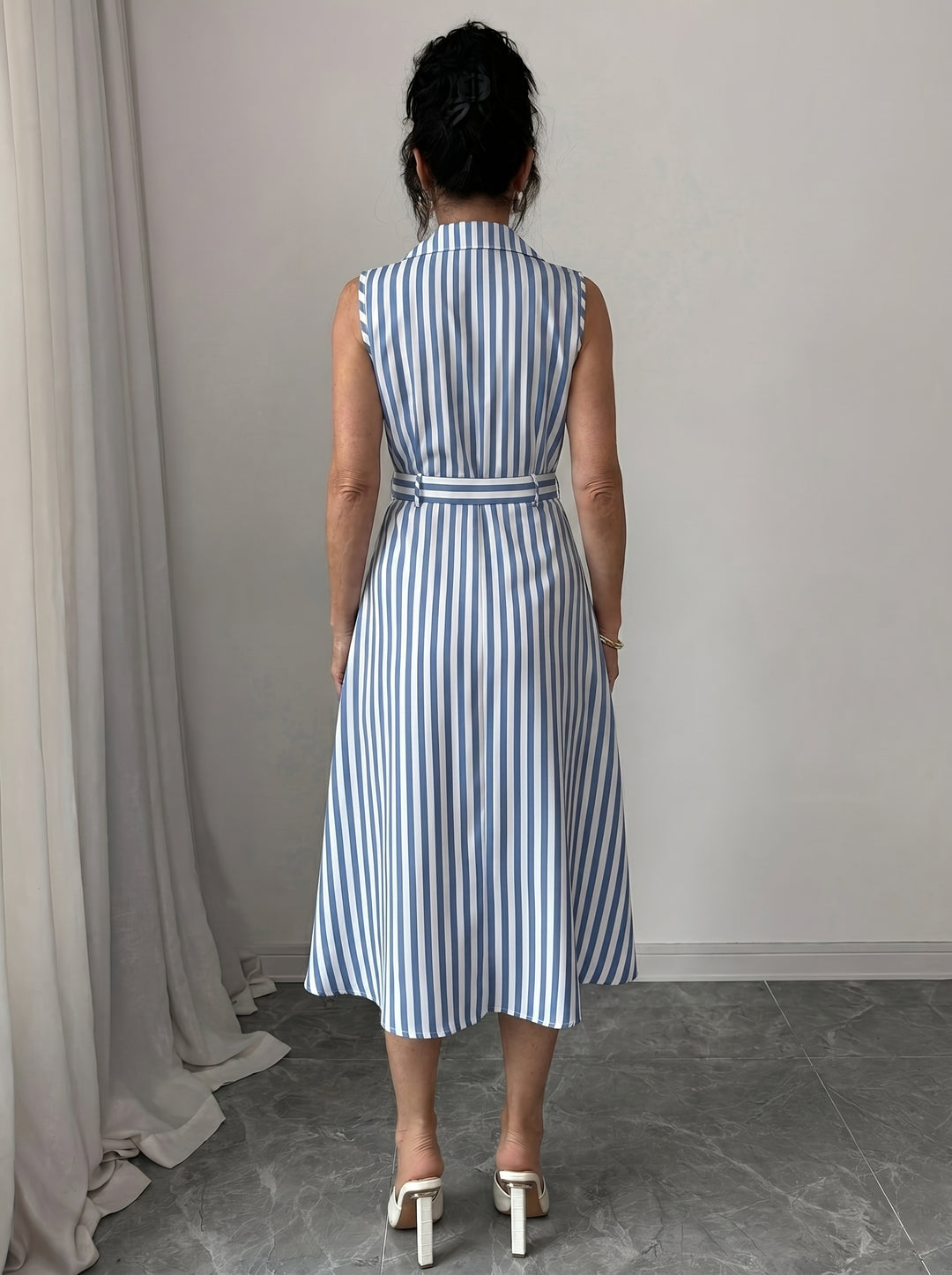 Denise™ | Robe Sans Manches à Rayures Nautiques