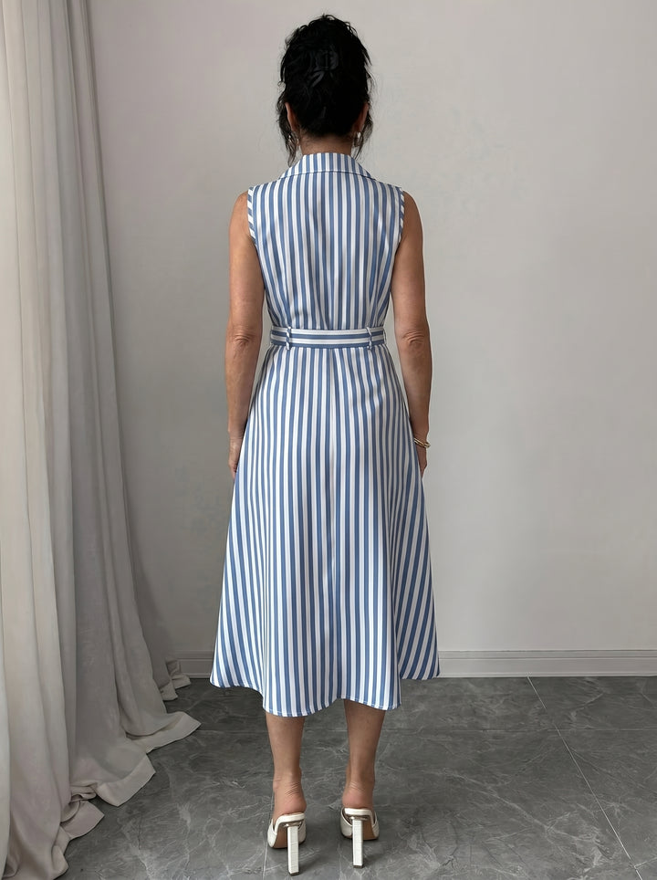 Denise™ | Robe Sans Manches à Rayures Nautiques