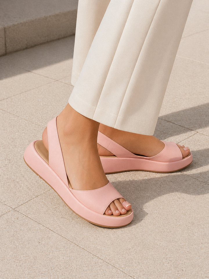 Sandales plates à talon ouvert et à lanières pour femmes – Design minimal à petit talon