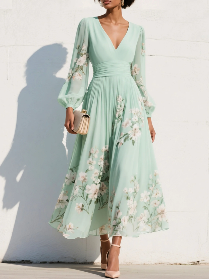 Lila - Robe Midi Fleurie Élégante