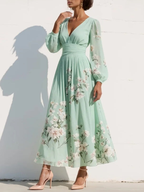 Lila - Robe Midi Fleurie Élégante
