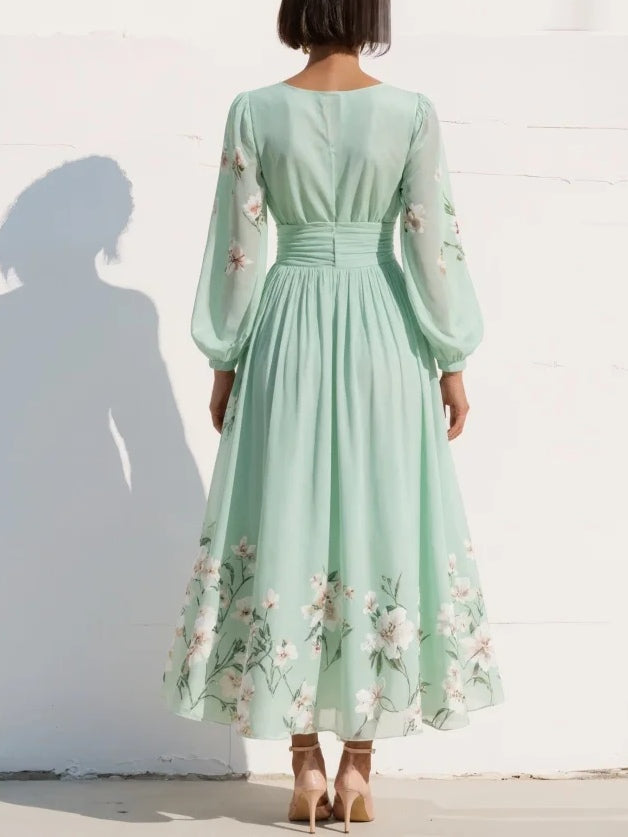 Lila - Robe Midi Fleurie Élégante