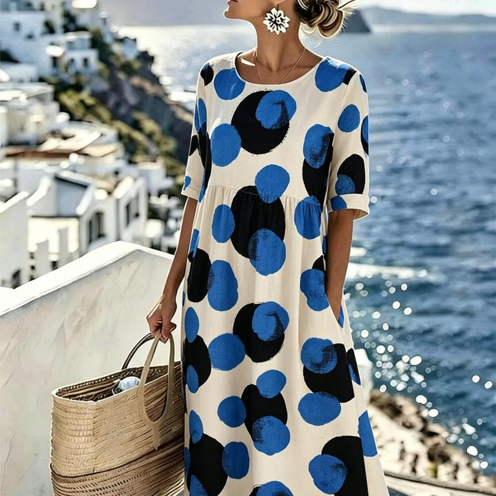 Celeste™ | Robe Midi à Pois Côtière