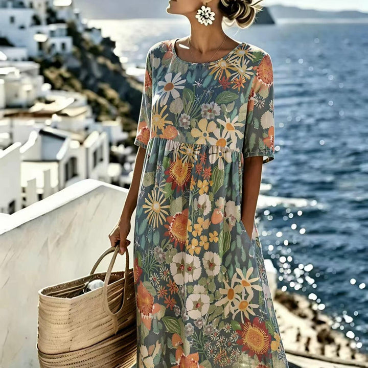 Evie™ - Robe Midi Élegante à Fleurs d&
