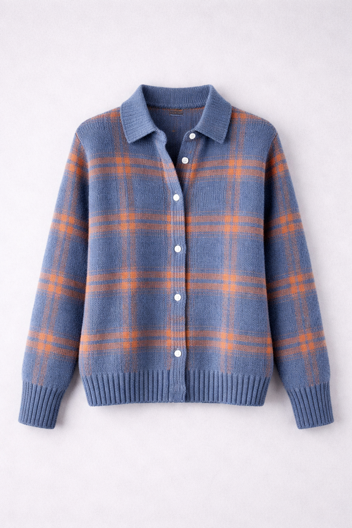 Avery - Cardigan à Carreaux Douillet
