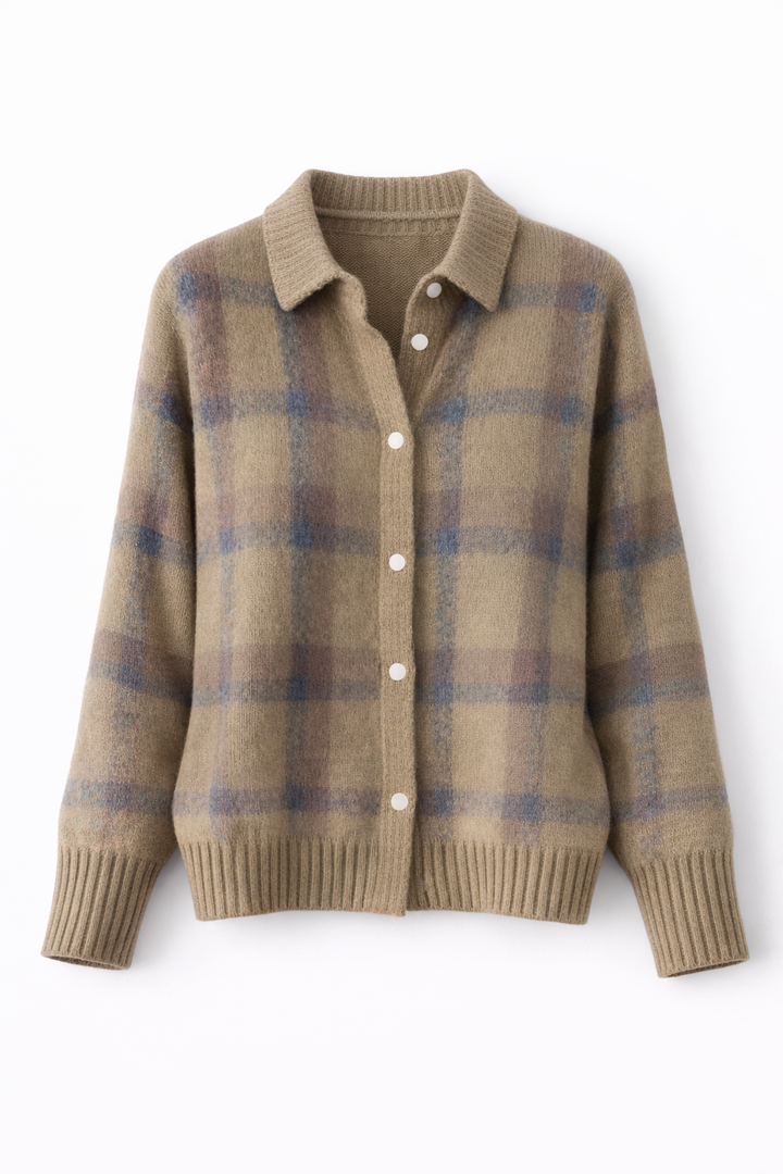 Avery - Cardigan à Carreaux Douillet