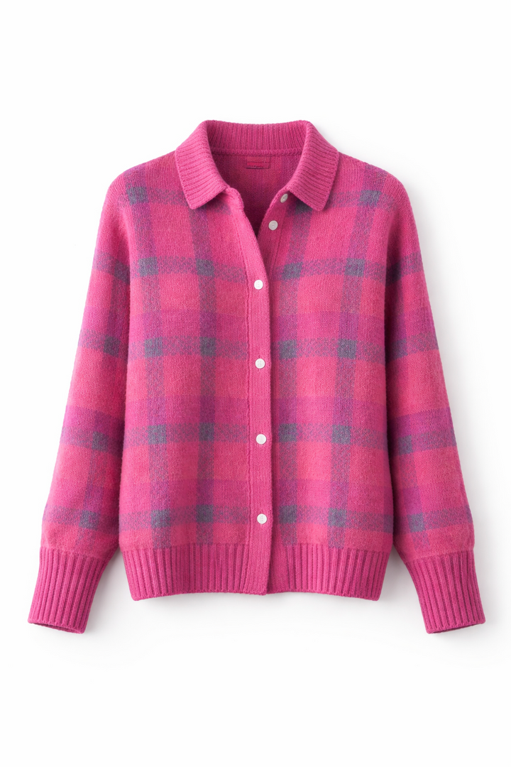 Avery - Cardigan à Carreaux Douillet