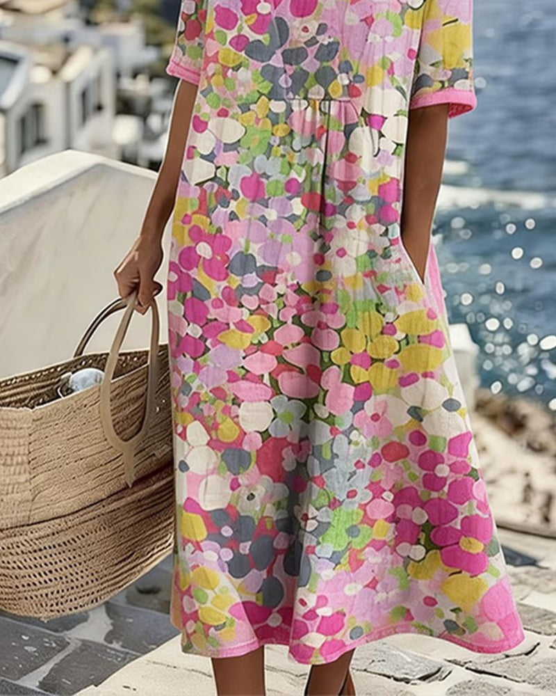Elena™ - Robe Midi Élegante à Fleurs d&