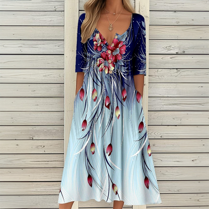 Vintage Floral Print Dress
