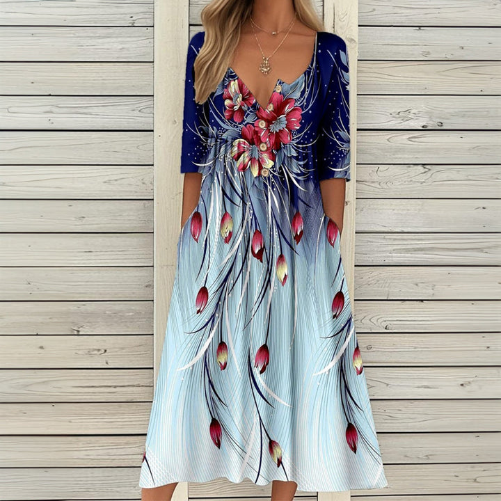 Vintage Floral Print Dress